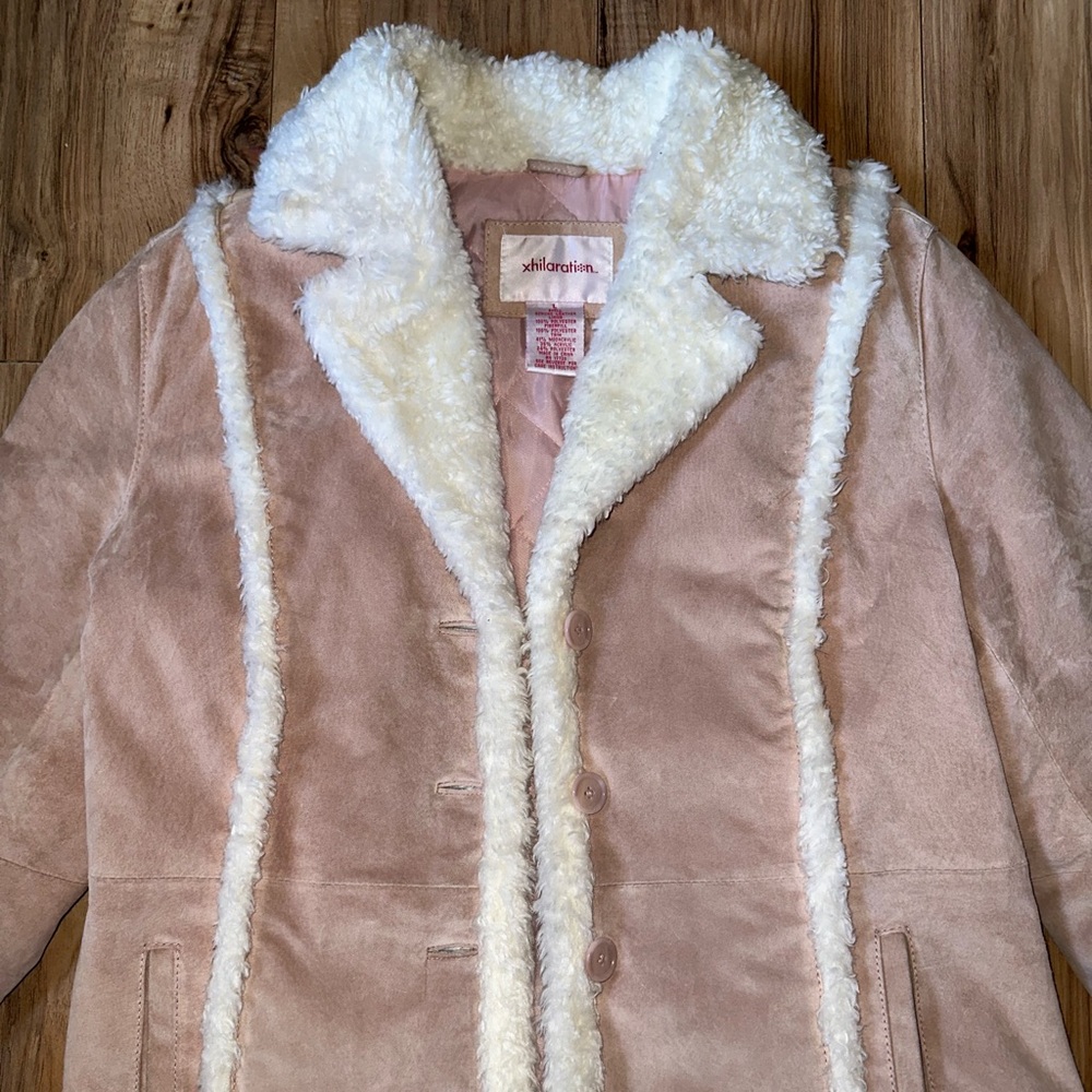 Xhilaration Blush Teddy Jacket with Cream Trim